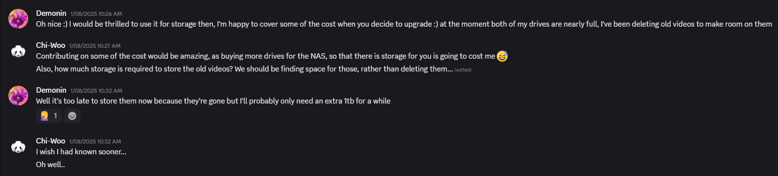 Conversation regarding storage upgrades