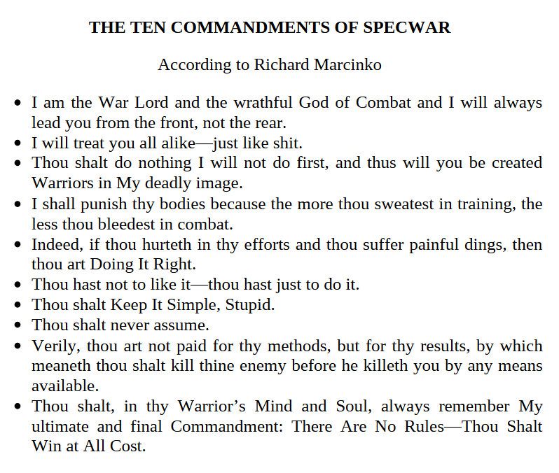 The Ten Commandments of SpecWar
